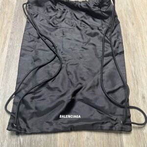 Balenciaga Black Satin Drawstring Backpack